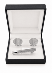 Men's Premium Silver Cufflink & Tie Clip Set