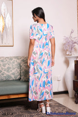 Aura Pastel Blossom Elegance Maxi Dress