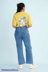 Mid Washed High Waist Jean