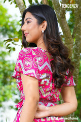 Tendenza Flared Sleeve Side Wrapped Maxi Dress