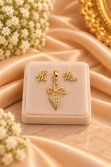 Elegant Gold-Tone Pendant & Stud Earring Set