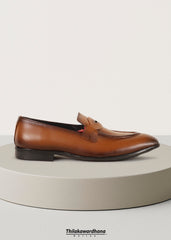 Saddle Curve Leather Loafer Shoe