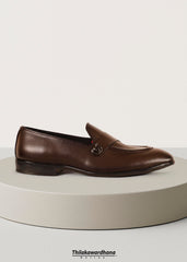 Saddle Curve Leather Loafer Shoe