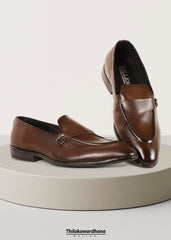 Saddle Curve Leather Loafer Shoe