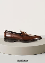 Saddle Curve Leather Loafer Shoe