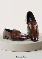Saddle Curve Leather Loafer Shoe