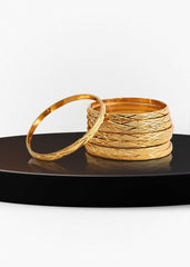 Women's Gold Color Bangles - 8Pcs Pack