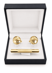 Men's Premium Gold Cufflink & Tie Clip Set