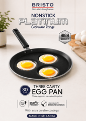 Bristo Platinum Three Cavity Egg Pan - 30CM