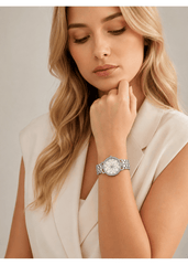 Women's Silver Crystal Flower Dial Wrist Watch