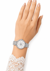 Women's Silver Crystal Flower Dial Wrist Watch