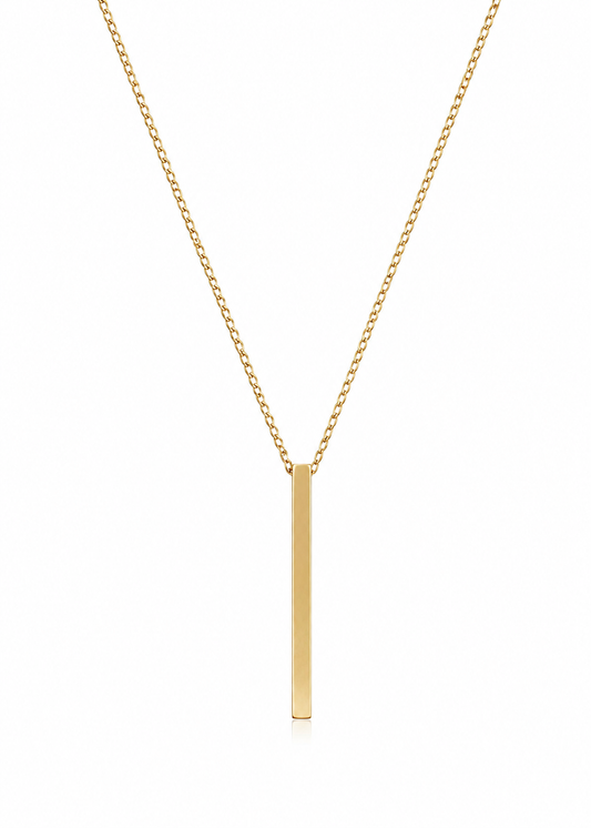 Men's Minimalist Gold Bar Pendant Necklace