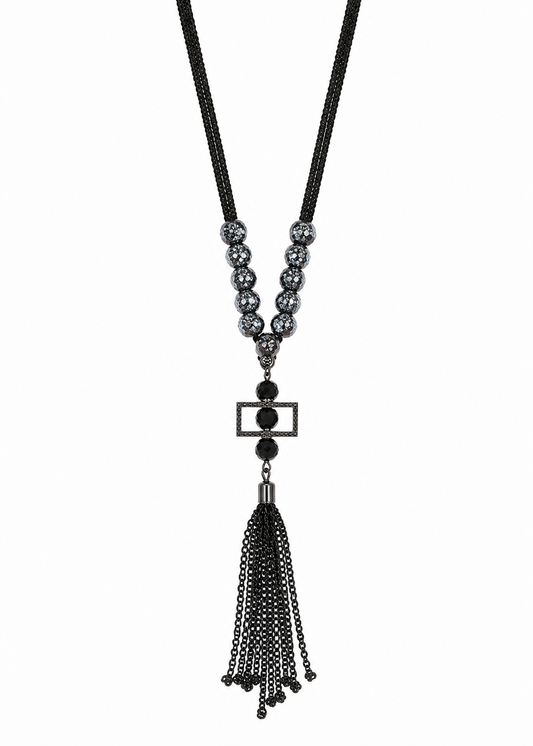 Elegant Black Tassel Statement Necklace