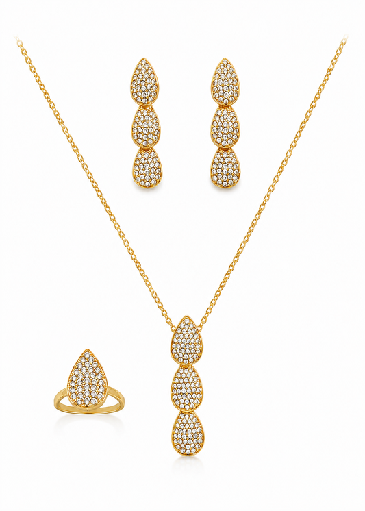 Luxury Gold Crystal Jewelry Set