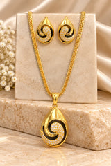 Women's Gold-Plated Teardrop Pendant & Earring Set