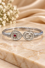 Elegant Silver-Tone Om Bangle