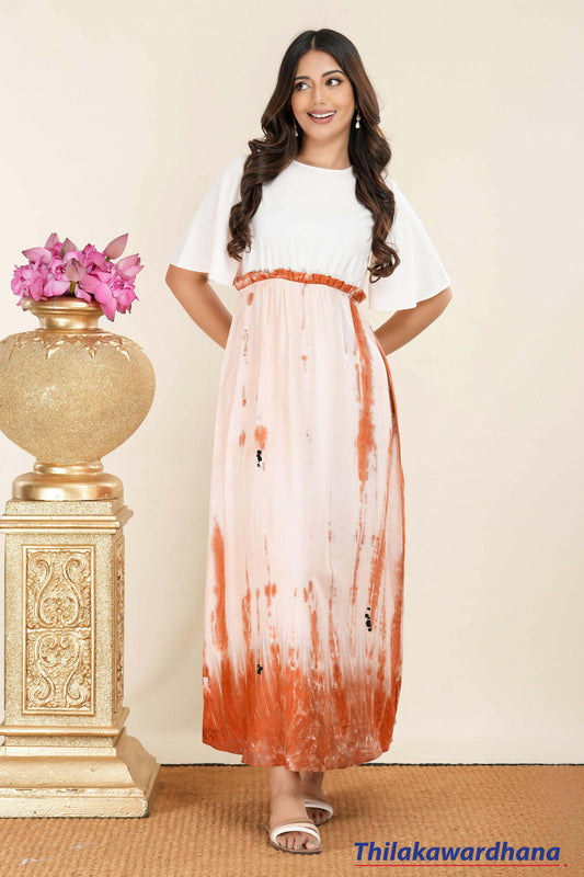 Tendenza Waist Gathered Flared Sleeve Dress