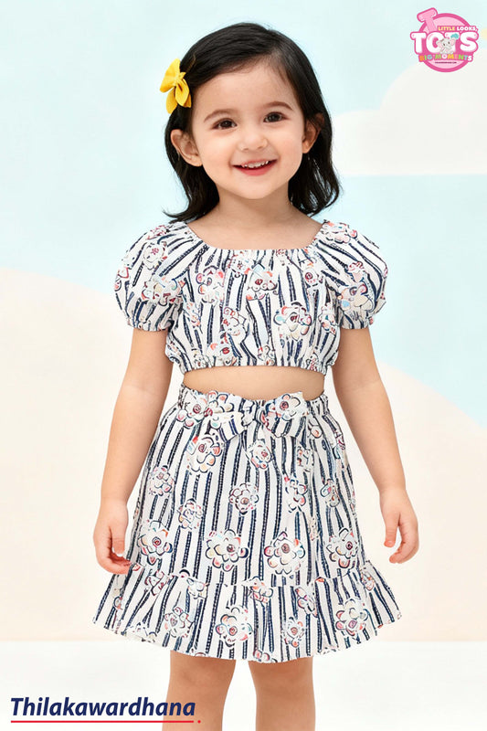 T Tots Puff Sleeve Top With Ruffle Hem Skirt