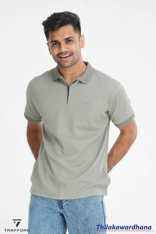 Trafford Textura Zip Polo T Shirt