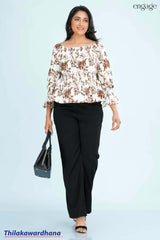 Tendenza Printed Godet Peplum Top