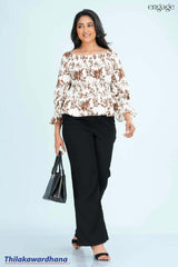 Tendenza Printed Godet Peplum Top