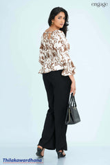 Tendenza Printed Godet Peplum Top