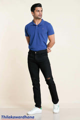 Men's Ripped Slim Fit Black Jean