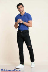 Men's Ripped Slim Fit Black Jean