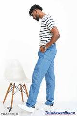 Men's Regular Fit Light Washed Cargo Jean