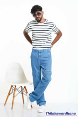 Men's Regular Fit Light Washed Cargo Jean