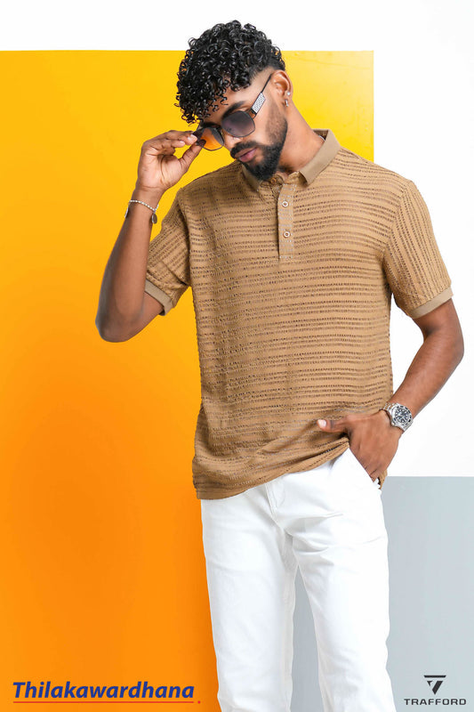 Trafford Sandstone Knit Polo