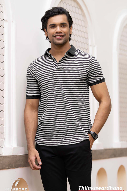 Trafford Striped Classic Polo T Shirt