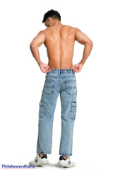 Ice Blue Washed Cargo Denim Jean