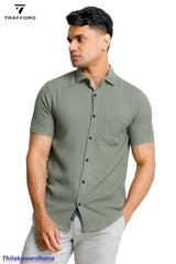Trafford UrbanWeave Olive Textured Shirt