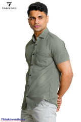 Trafford UrbanWeave Olive Textured Shirt