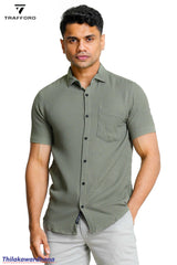Trafford UrbanWeave Olive Textured Shirt
