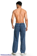 Contrast Mid Washed Cargo Denim Jean