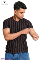 Dodge Striped Cred Neck T Shirt