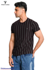 Dodge Striped Cred Neck T Shirt