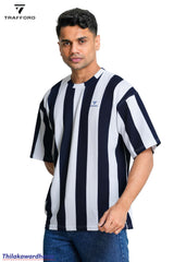 Trafford Vertical Stripe Dropped Shoulder T-Shirt