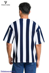 Trafford Vertical Stripe Dropped Shoulder T-Shirt