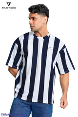 Trafford Vertical Stripe Dropped Shoulder T-Shirt