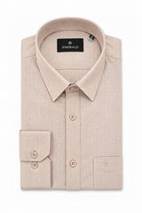 Emerald Formal Oxford Slim Fit Long Sleeve Shirt - Beige