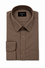 Emerald Formal Slim Fit Long Sleeve Shirt - Brown