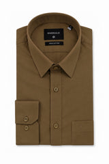 Emerald Formal Slim Fit Long Sleeve Shirt - Brown Tan