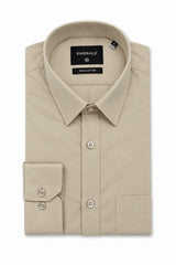 Emerald Formal Slim Fit Long Sleeve Shirt - Light Brown