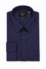 Emerald Formal Slim Fit Long Sleeve Shirt - Navy (Dark Plain)