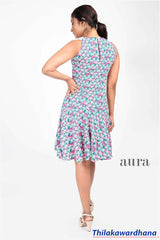 Aura Frilled Hem Sleeveless Printed Dress