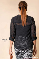 Tendenza Pintuck Detailed 3/4 Sleeve Top