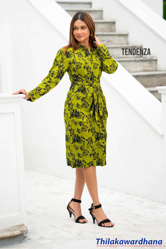 Tendenza Tab Sleeve Belted Shirt Dress
